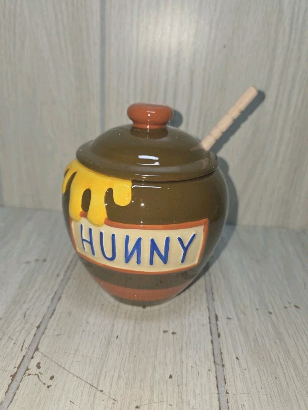Disney Winnie The Pooh Hunny Pot Honey Jar Trinket Treat Jar Cute Kitschy NIB